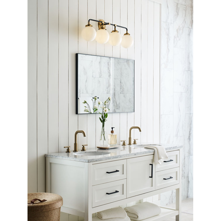 Polished Nickel and Black 4-Light Vanity Sconce with Clear Shades