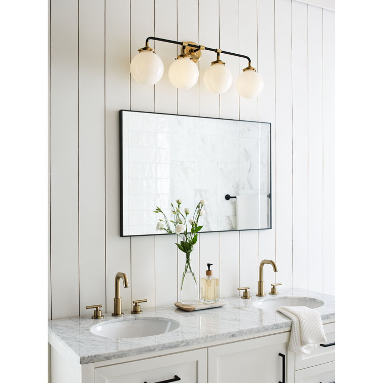Polished Nickel and Black 4-Light Vanity Sconce with Clear Shades