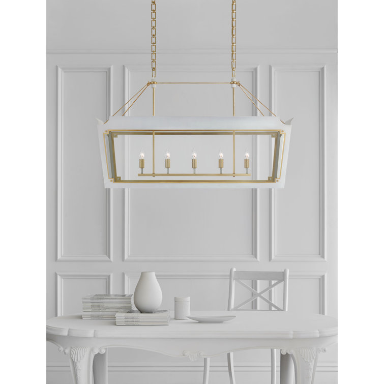 Caddo Celadon and Gilded Glass 46.5" Linear Island Lantern