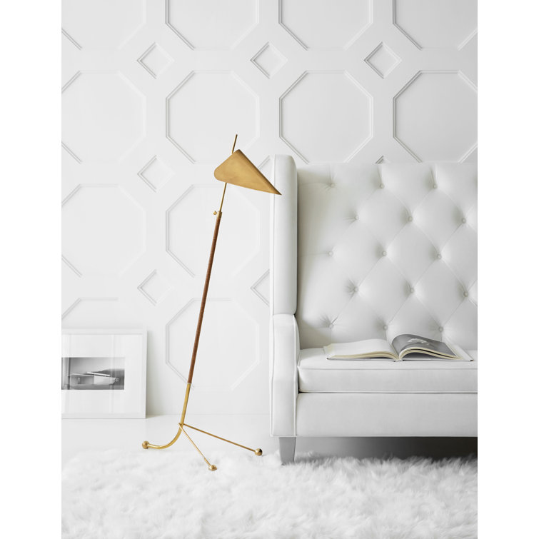 Plaster White Adjustable Tripod Outdoor Floor Lamp, 56"