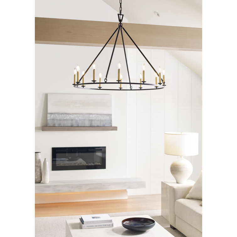 Darlana Antique-Burnished Brass 24.5" Crystal Candle Chandelier