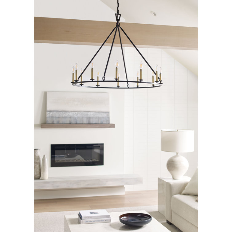 Darlana Antique-Burnished Brass 24.5" Crystal Candle Chandelier