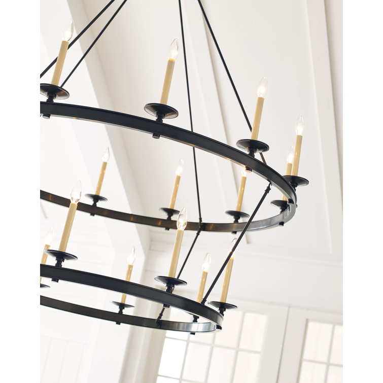 Elegant Bronze and Crystal 20-Light Candle Chandelier, 55" H x 53.25" W