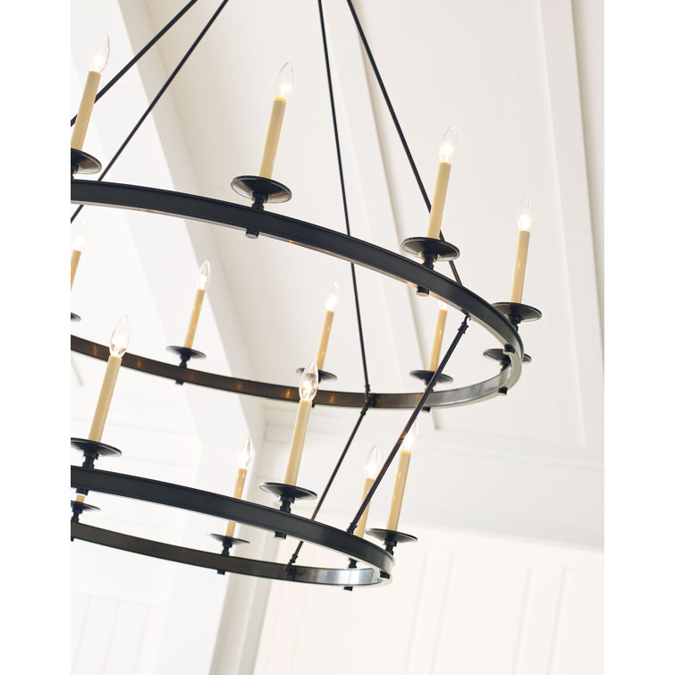 Elegant Bronze and Crystal 20-Light Candle Chandelier, 55" H x 53.25" W