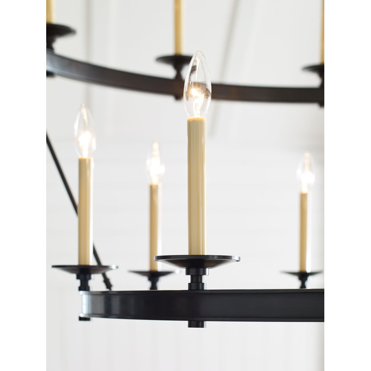 Elegant Bronze and Crystal 20-Light Candle Chandelier, 55" H x 53.25" W