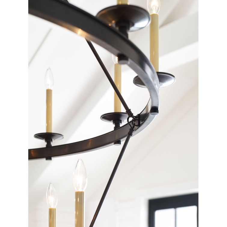 Elegant Bronze and Crystal 20-Light Candle Chandelier, 55" H x 53.25" W