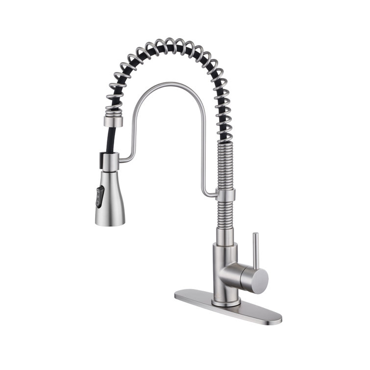 Brushed Nickel Single Handle Pull Down Kitchen Faucet with Spray