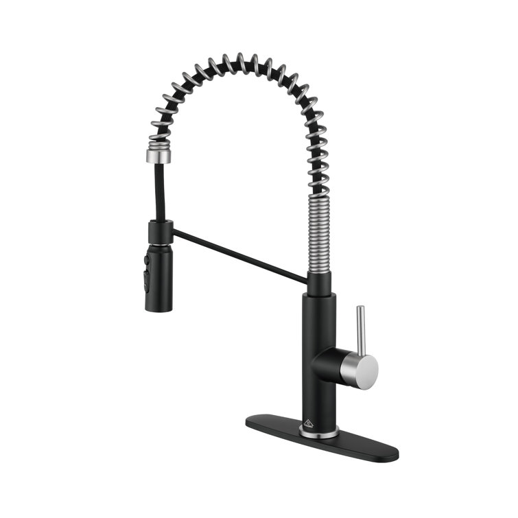 Matte Black and Brushed Nickel Pull Down Kitchen Faucet