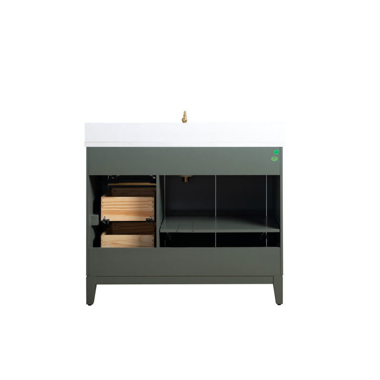 Vintage Green 42" Freestanding Bathroom Vanity with Marble Top