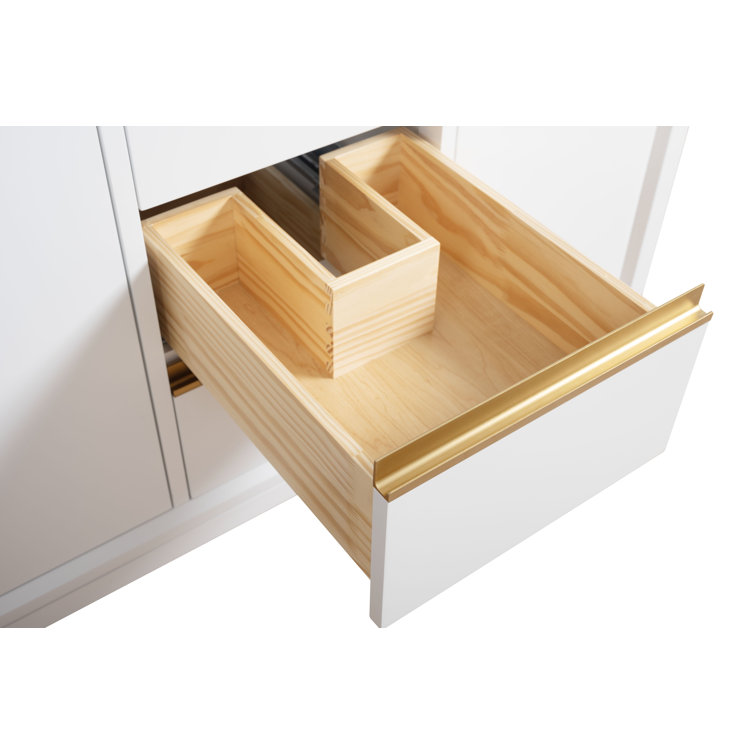 48" White MDF Freestanding Bathroom Vanity with Gold Accents