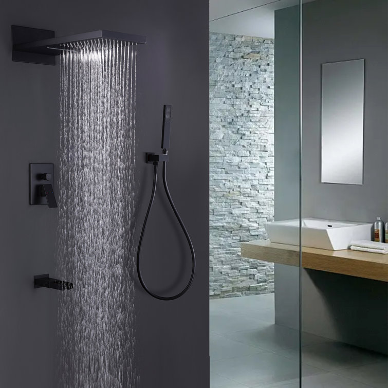 8-Inch Matte Black Multi-Head Rain Shower System with Filter