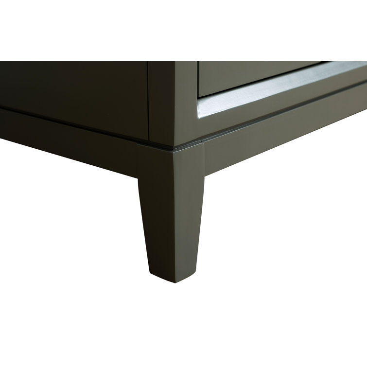 60" Vintage Green Double Sink Bathroom Vanity with Engineered Marble Top