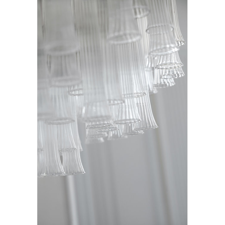 Gilded Glass and Metal 12-Light Chandelier