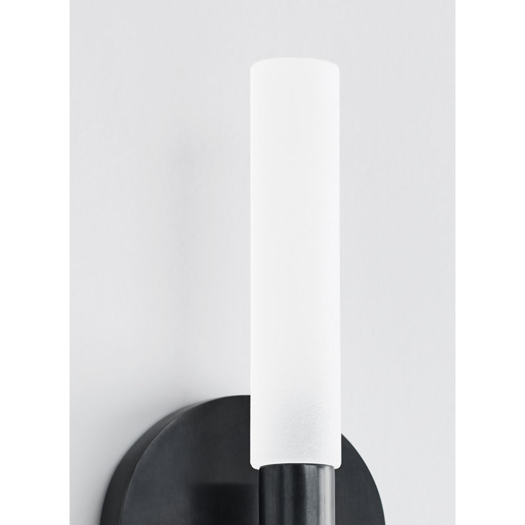 Bronze and Black LED Outdoor Wall Sconce with Etched Crystal