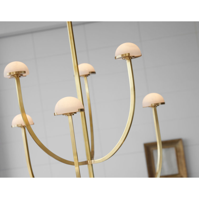 Pedra Antique Brass and Alabaster 6-Light LED Chandelier