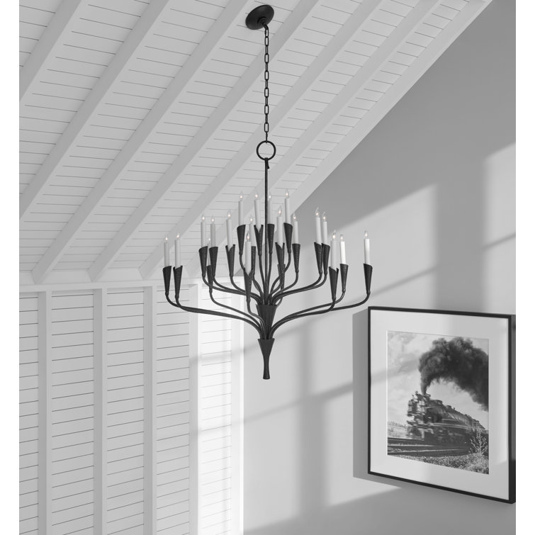 Aiden Polished Nickel 20-Light Candle Chandelier