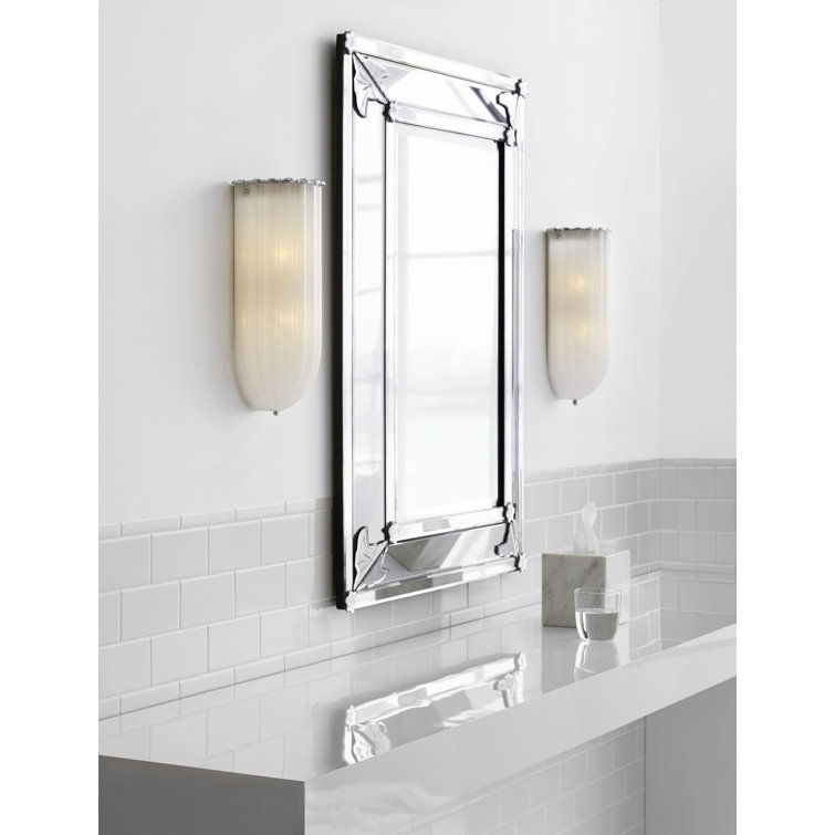 Antique Brass and White Glass Dimmable Sconce