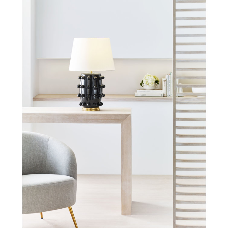 Linden Black Porcelain Outdoor Table Lamp with Orb Accents