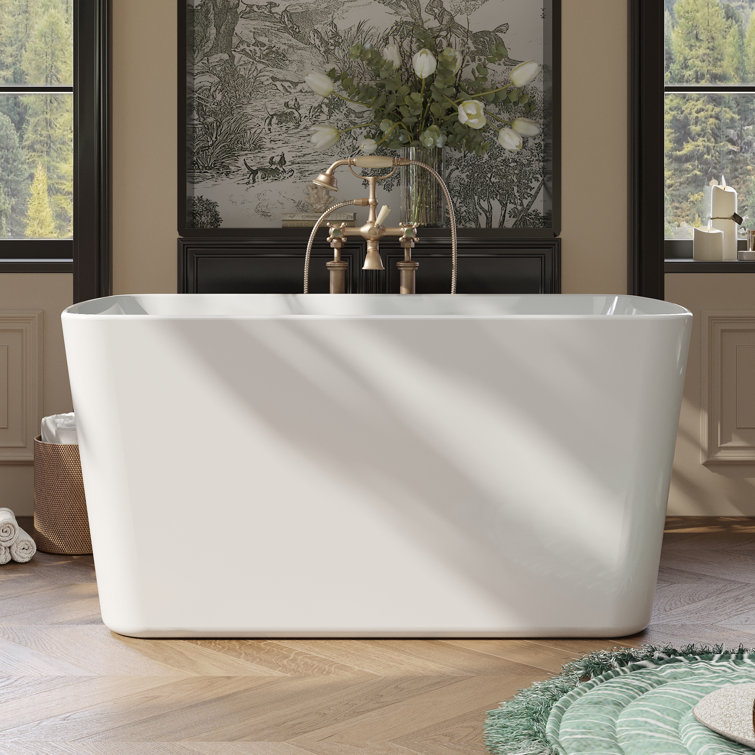 49'' White Freestanding Acrylic Soaking Bathtub