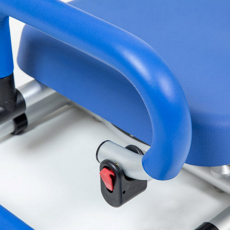 Blue Plastic Swivel Tub-Mounted Shower Chair with Padded Seat