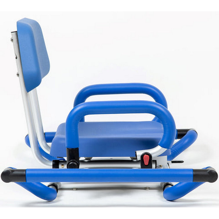 Blue Plastic Swivel Tub-Mounted Shower Chair with Padded Seat