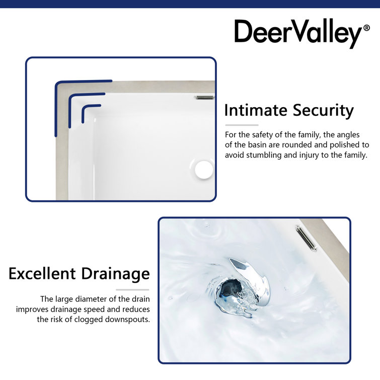 DeerValley 27.56" L x 15.87" W x 7.48" H Rectangular Ceramic Undermount Bathroom Sink with Overflow