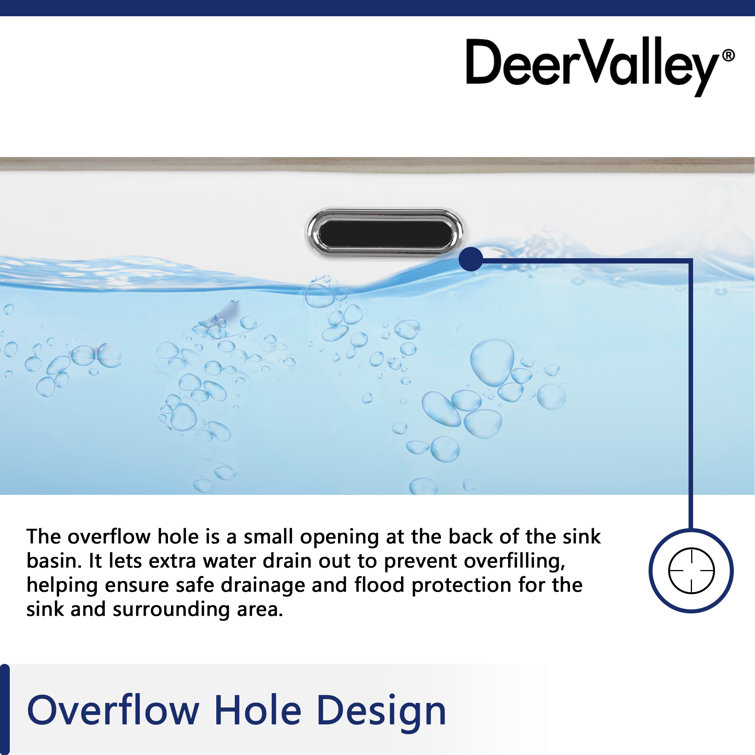 DeerValley 27.56" L x 15.87" W x 7.48" H Rectangular Ceramic Undermount Bathroom Sink with Overflow