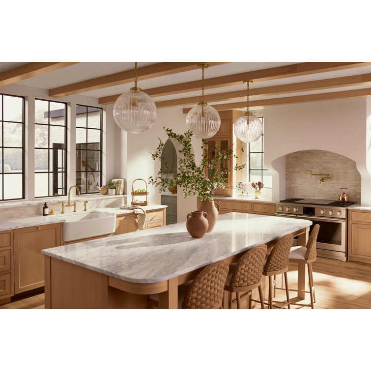 Embra 14" Glass Pendant with Brushed Brass Finish