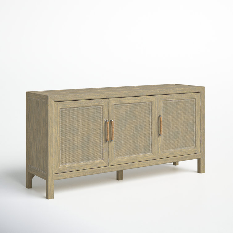 Anders Coastal Rattan Media Console with Rope Pulls