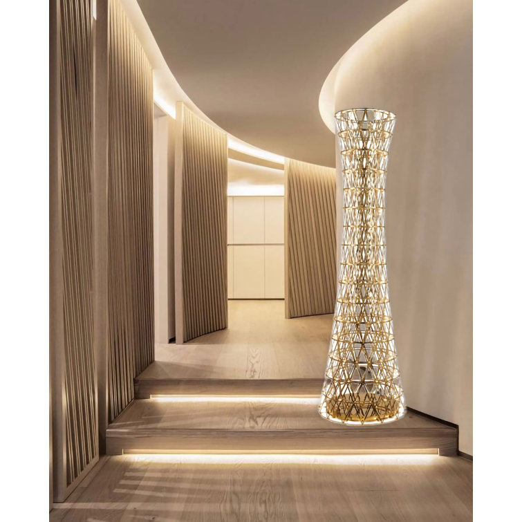 Bethel 70'' White and Gold Stainless Steel LED Floor Lamp