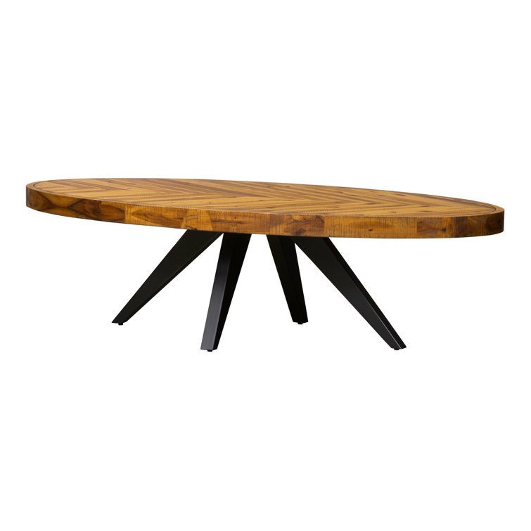 Transitional Rustic Black-Brown Oval Coffee Table with Storage