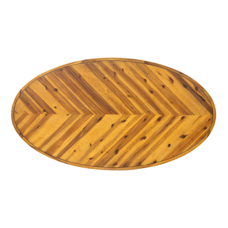 Transitional Rustic Black-Brown Oval Coffee Table with Storage