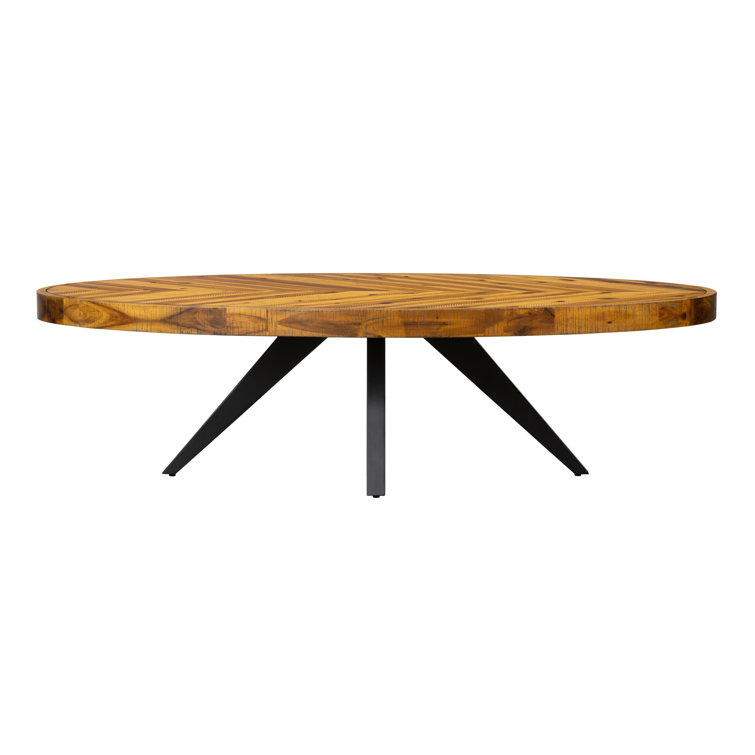 Transitional Rustic Black-Brown Oval Coffee Table with Storage