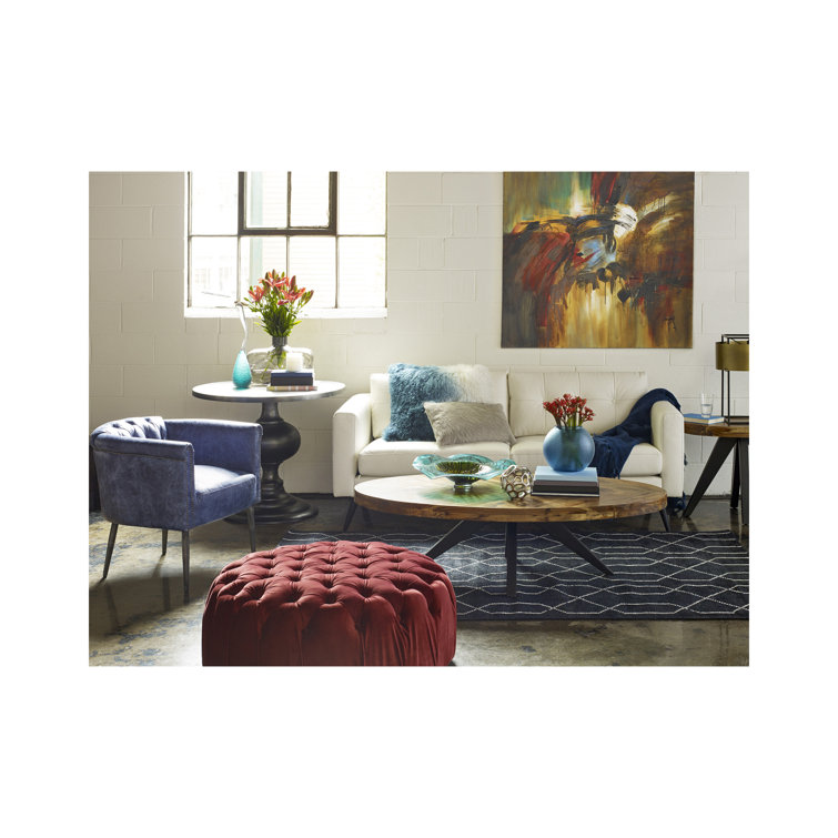 Transitional Rustic Black-Brown Oval Coffee Table with Storage