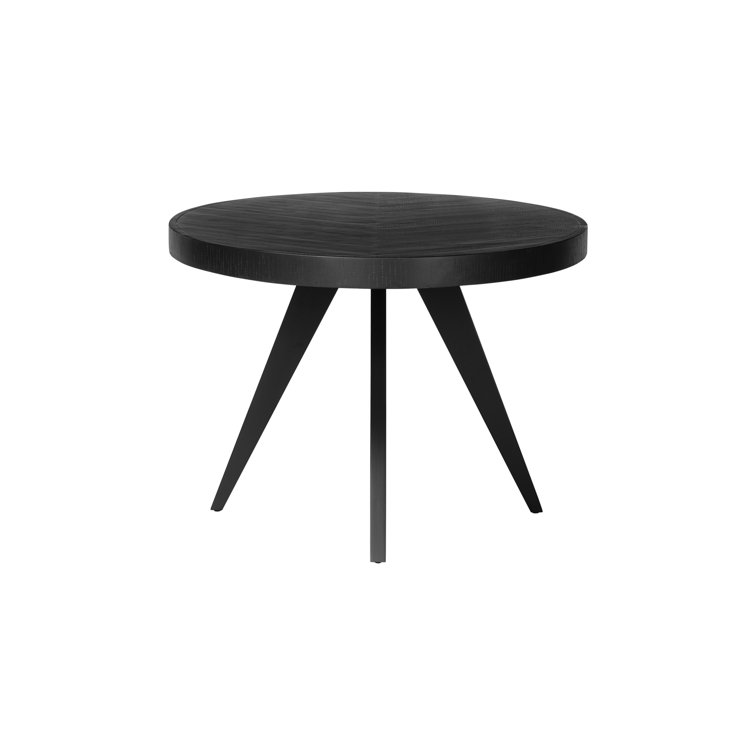 Transitional Rustic Acacia Wood Round Dining Table with Black Legs