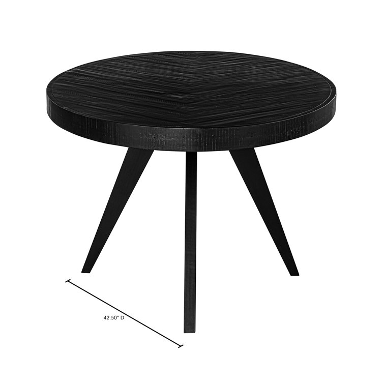 Transitional Rustic Acacia Wood Round Dining Table with Black Legs