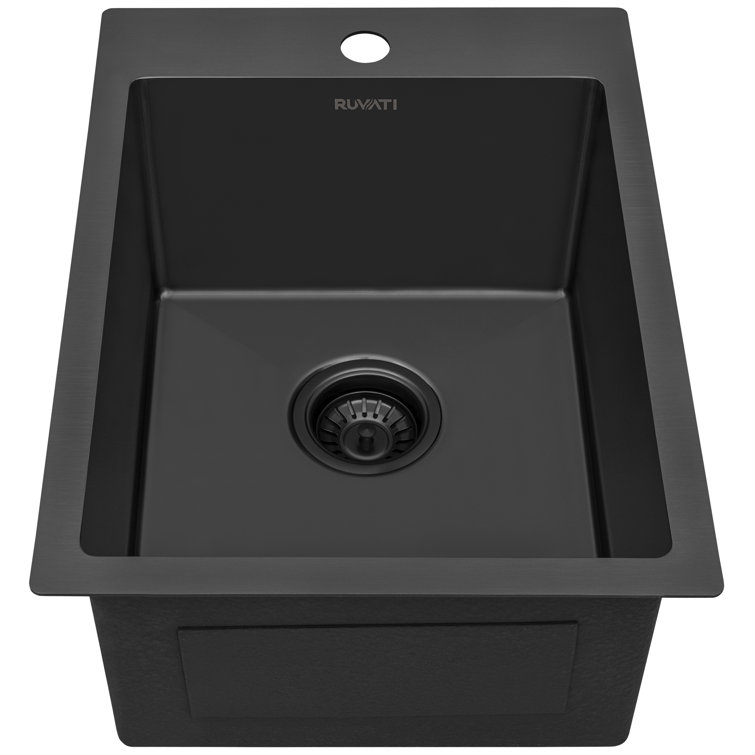 Gunmetal Black Stainless Steel Drop-In Topmount Bar Prep Sink