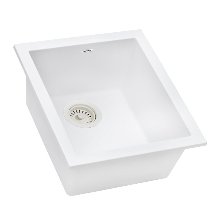 Arctic White Granite Composite Undermount Single Bowl Sink
