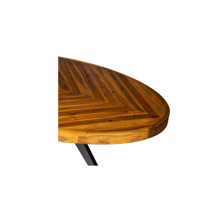 Transitional Rustic Acacia Wood Round Dining Table with Black Legs