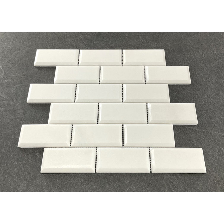 Thassos White Beveled Mosaic Wall Tile Sheet