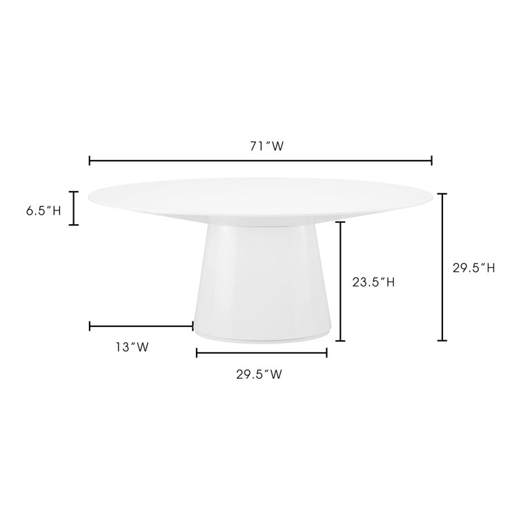Royale Contemporary Oval White Wood Dining Table for Six