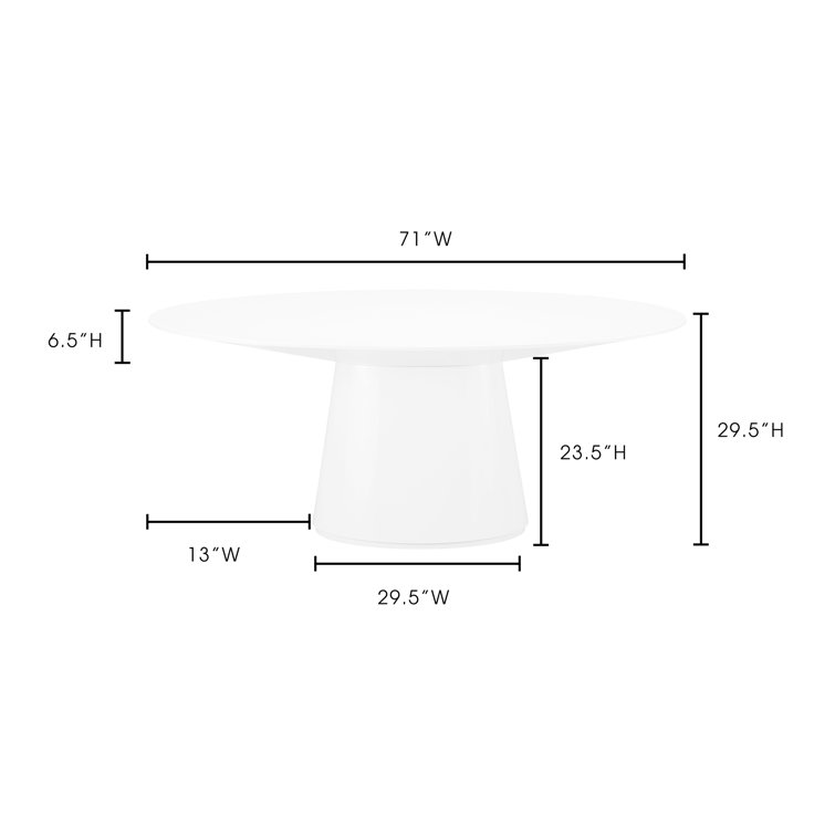 Royale Contemporary Oval White Wood Dining Table for Six
