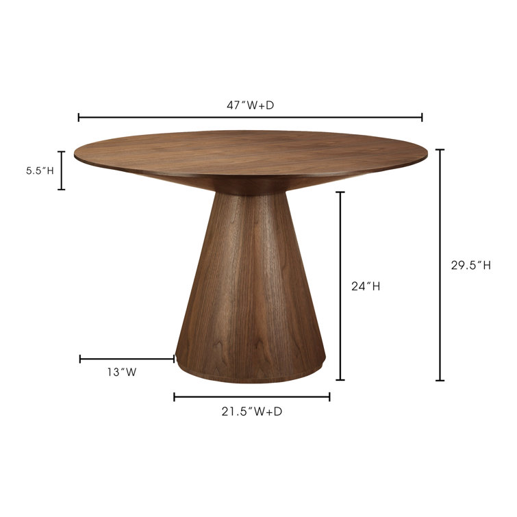 Royale 47" Round Walnut Dining Table for Eight