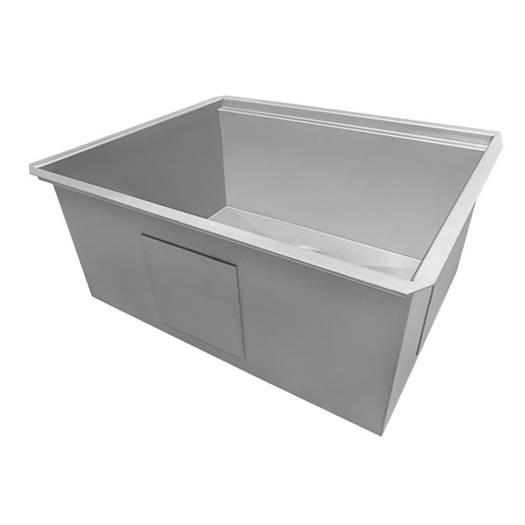 27" Stainless Steel Undermount Laundry Sink with Mahogany Cutting Board
