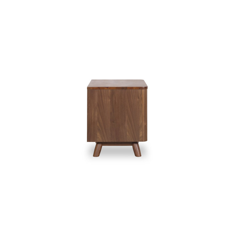 Walnut Mid-Century Modern 1-Drawer Nightstand with Shelf