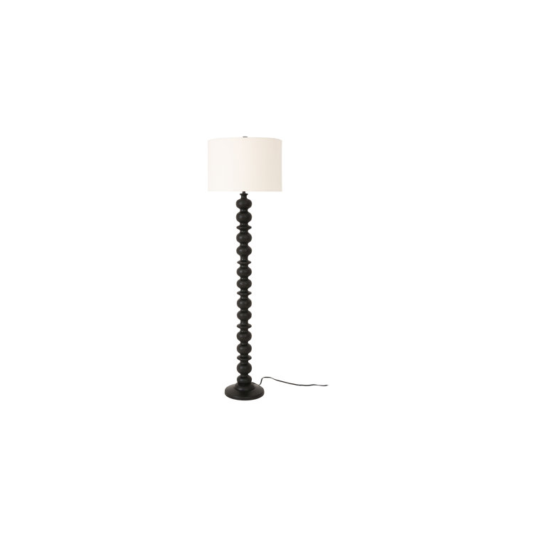 Loreto 52'' Black Solid Wood Floor Lamp with White Cotton Shade