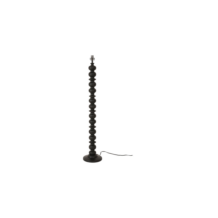 Loreto 52'' Black Solid Wood Floor Lamp with White Cotton Shade