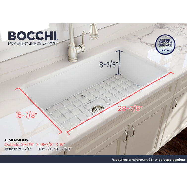 Sotto 32'' White Fireclay Single Bowl Drop-in Kitchen Sink