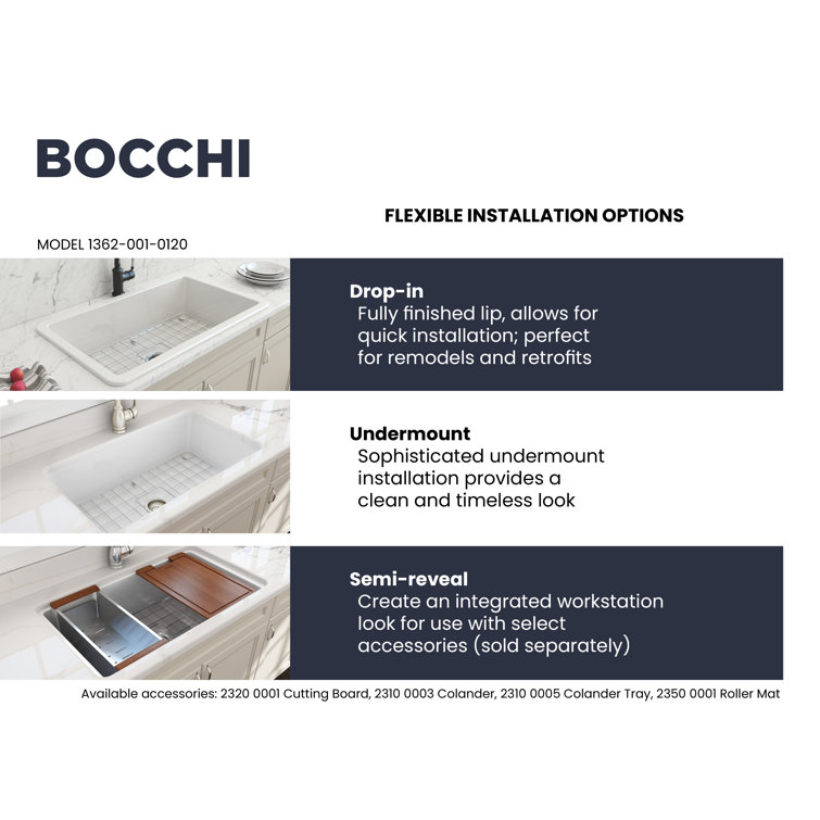 Sotto 32'' White Fireclay Single Bowl Drop-in Kitchen Sink