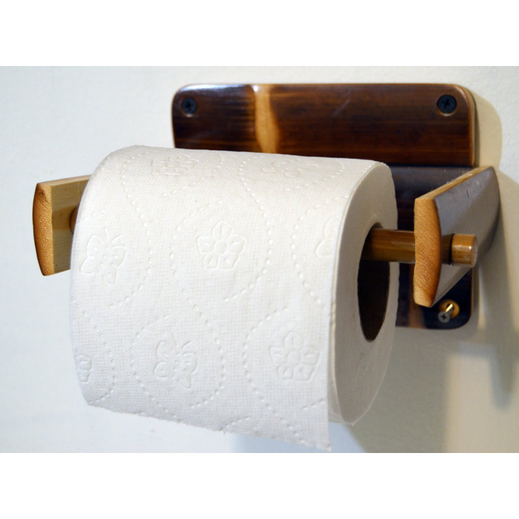 Rustic Dark Brown Bamboo Wall Mounted Toilet Paper Holder